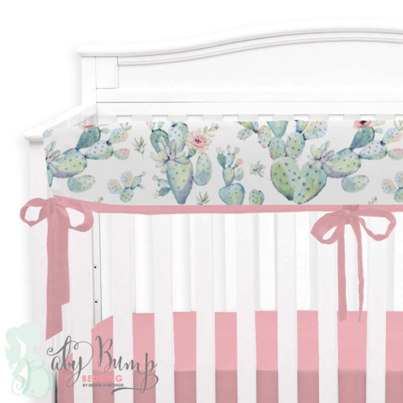 Boho Cactus Modern Baby Girl Crib Bedding Watercolor Cactus Etsy