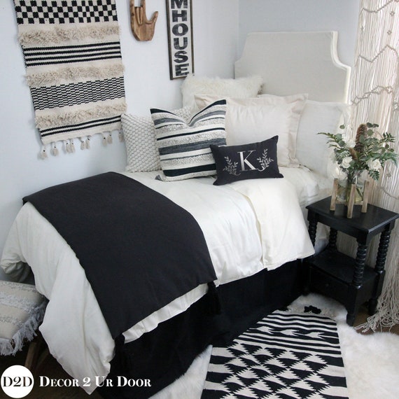 Black Ivory Organic Textured Dorm Bedding Set