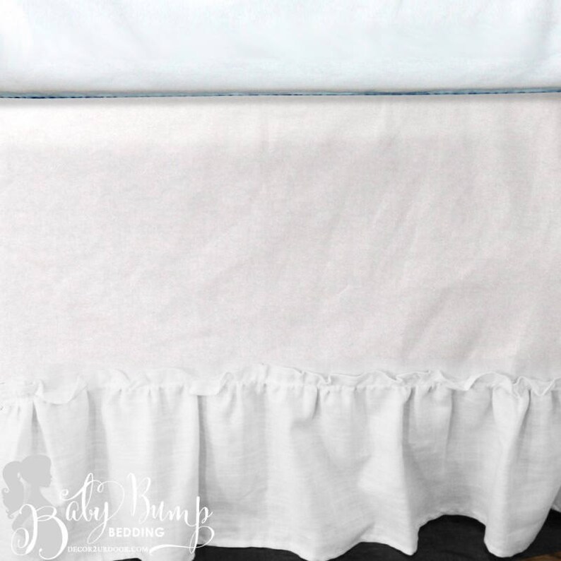 Frilly White Ruffled Gender Neutral Baby Crib Skirt White Etsy