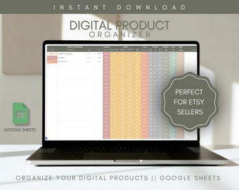 Digital Product Organizer for Etsy Sellers || Link Organizer, Entrepreneur Tools, Spreadsheet Template for Google Sheets, Small Business