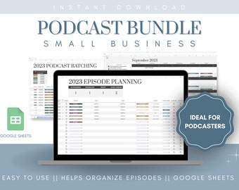 Podcast Bundle | Podcast Batching, Podcast Planning, Small Business Spreadsheets, YouTube, TikTok, Live Show, Video Creator, Content Creator