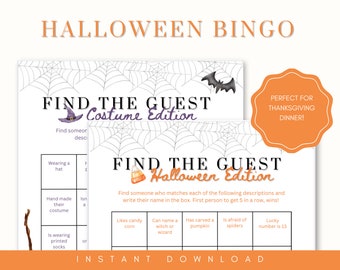 Halloween Human Bingo Game | Find The Guest Bingo Game, Halloween Party Game, Icebreaker Activity, Costume Party Games, Mix and Mingle Game