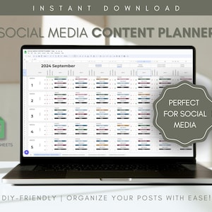 Social Media Content Calendar | Planner, DIY, Google Sheets, Template, Spreadsheets, Blogger, Organization, Small Business, Instagram