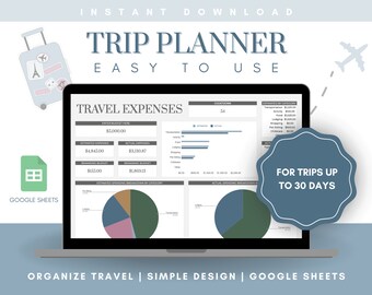Trip Planner Template | Customizable Google Sheets Spreadsheet, Travel Planning, Holiday Vacation Organizer, Budget, Bucket List,  Packing