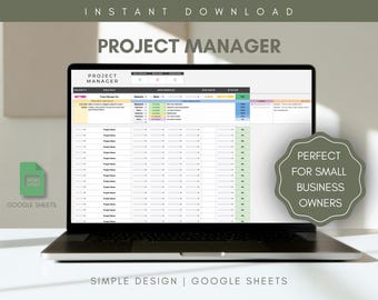Project Manager Google Sheets Template | Planner, Influencer, Digital Download, Spreadsheets, Organization, Small Business