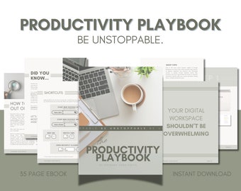 eBook Productivity Playbook // Trucchi per l'efficienza, Spazio di lavoro digitale organizzato, Strumenti per imprenditori, Proprietario di piccole imprese, Imprenditore femminile