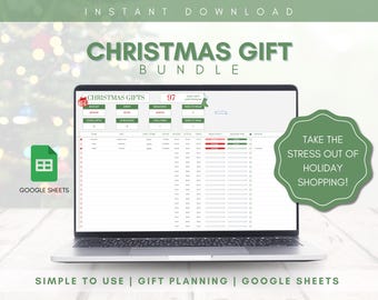 Christmas Gift Planning Bundle | Wish List Spreadsheet, Holiday Christmas Budget Tracker, Google Sheets, Christmas Shopping, Gift Planner