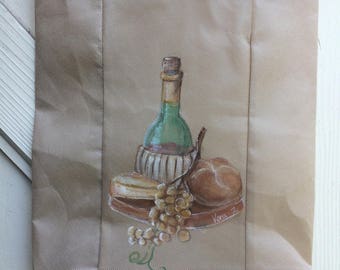 Wine Bag Hand Painted