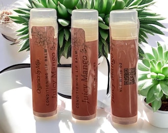 Baume à lèvres fait main à la mangue juteuse, huiles essentielles naturelles