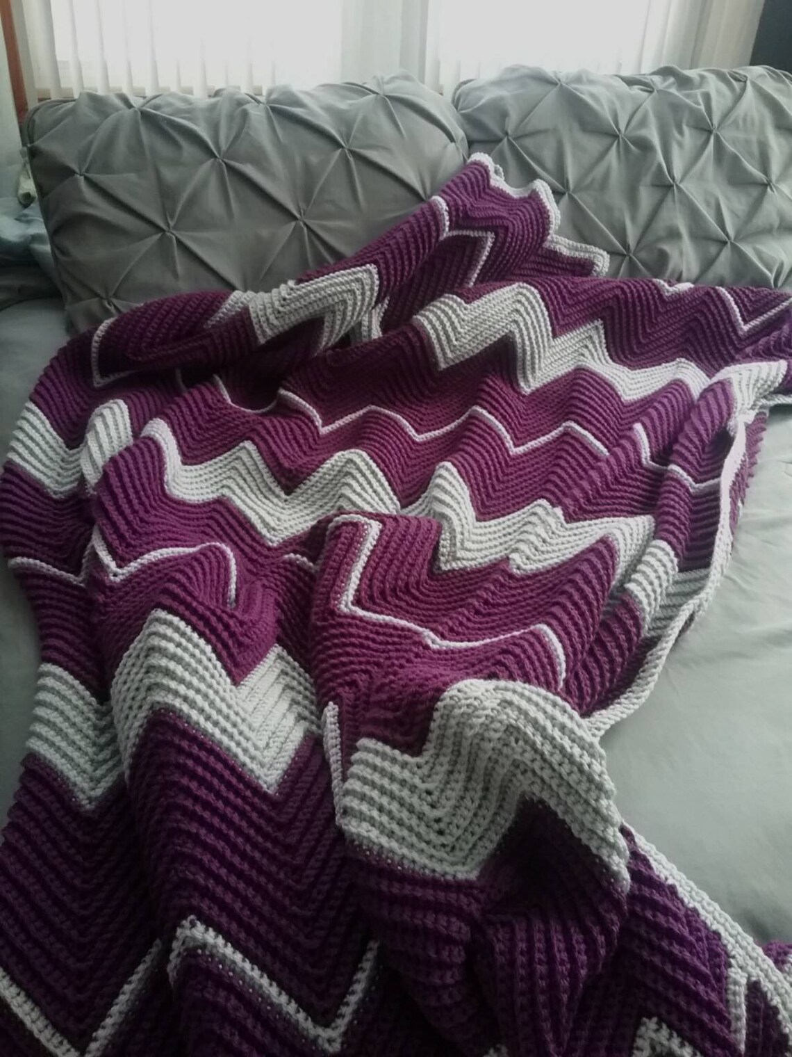 Crochet Blanket Queen Size Crochet Afghan Chevron Etsy