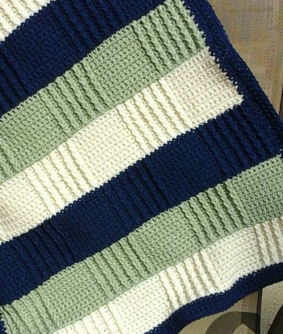 Made to Order Queen Size Crochet Blanket Striped Afghan Etsy