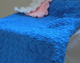 Crochet Blanket - Basket Weave - 4' x 4'
