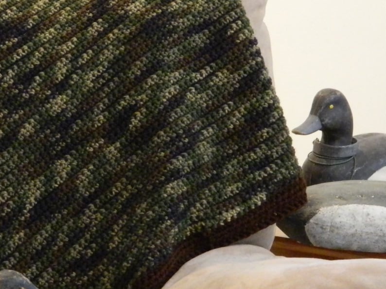 4/' x 4/' Crochet Camo Blanket Also Available in Pink Camo
