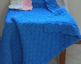 Made to Order 4' by 6' Crochet Blanket - Basket Weave Afghan, Custom Blanket, Crochet Blanket, Beach Blanket, Home Décor, Crochet Afghan