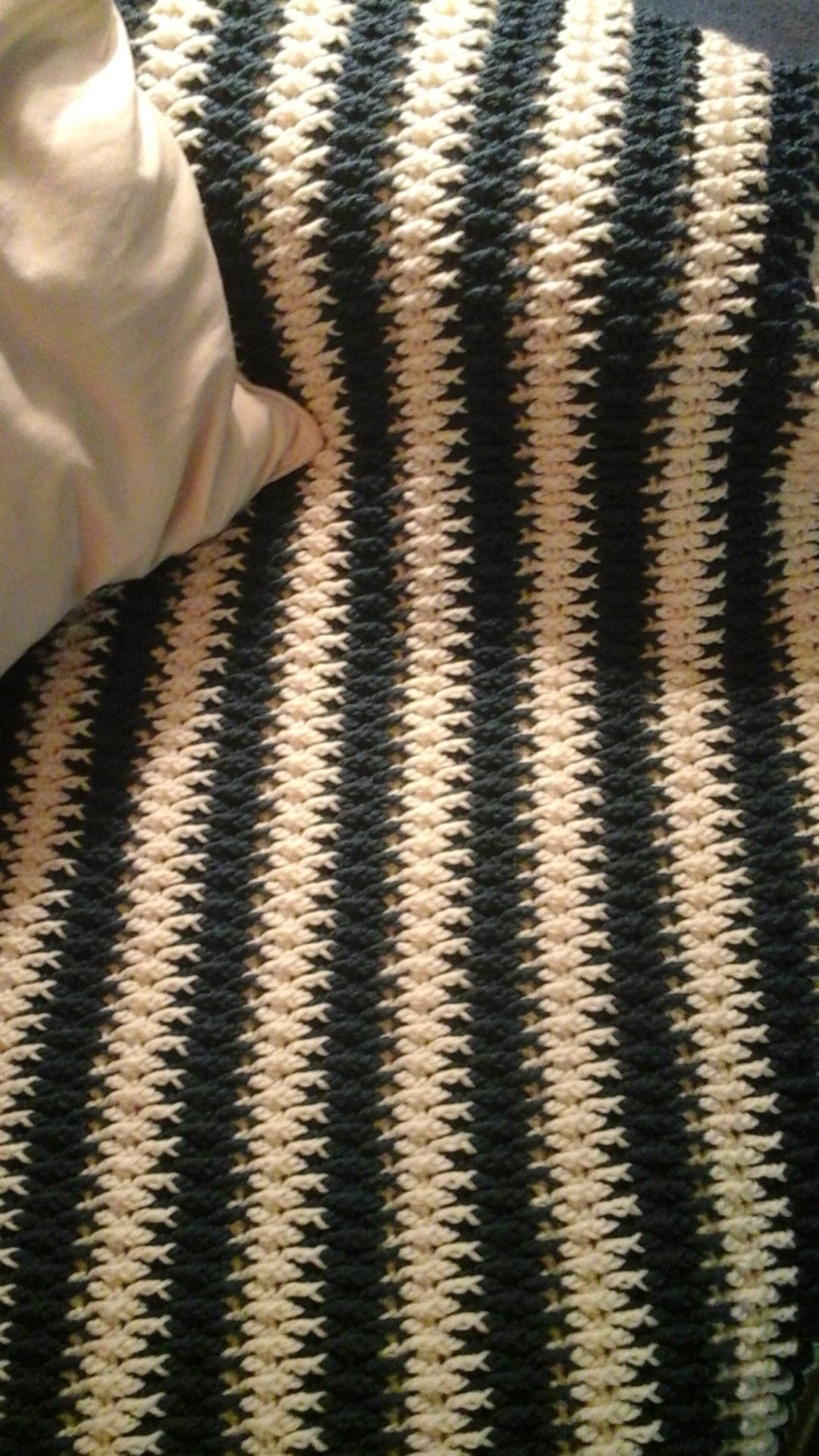 King Size Crochet Blanket Front Post Drop Afghan Etsy