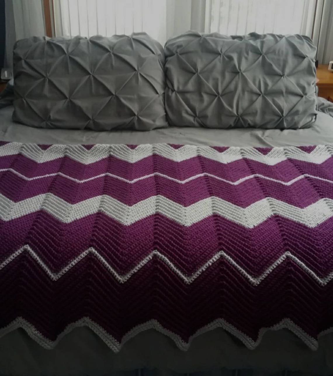Crochet Blanket Queen Size Crochet Afghan Chevron Etsy