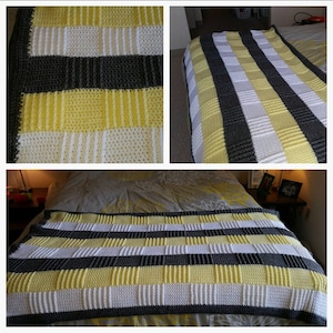 Made to Order Queen Size Crochet Blanket - Striped Afghan, Custom Blanket, Crochet Blanket, Beach Blanket, Home Décor, Crochet Afghan