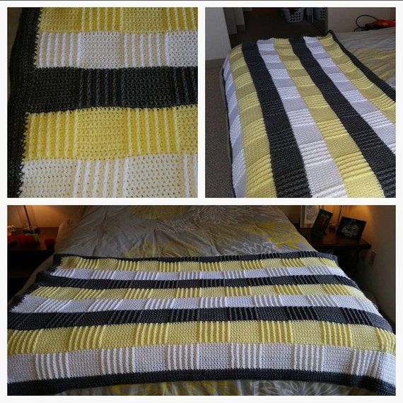 Made to Order Queen Size Crochet Blanket Striped Afghan Custom