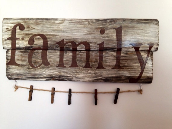 Custom Barnwood family Sign With Picture Clips 