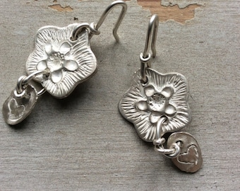 Silver Flower Bespoke Personalised Keepsake Earrings  Bride/ Bridesmaids / Gift For Her/ Boho/ Jewellery/ Accessories