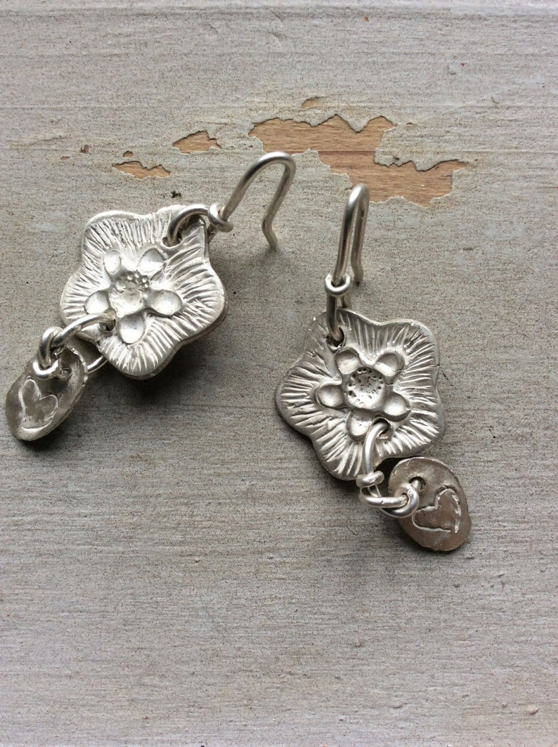 Silver Flower Bespoke Personalised Keepsake Earrings Bride/ Bridesmaids / Gift For Her/ Boho/ Jewellery/ Accessories image 1