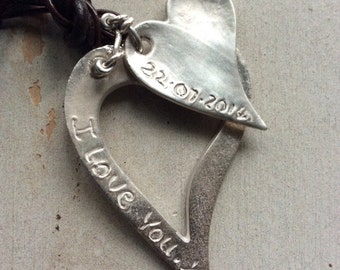 I Love You Bespoke Personalised Silver Heart Keepsake Necklace