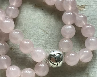 Eternal Love Rose Quartz Bespoke Keepsake Beaded Silver Charm Bracelet