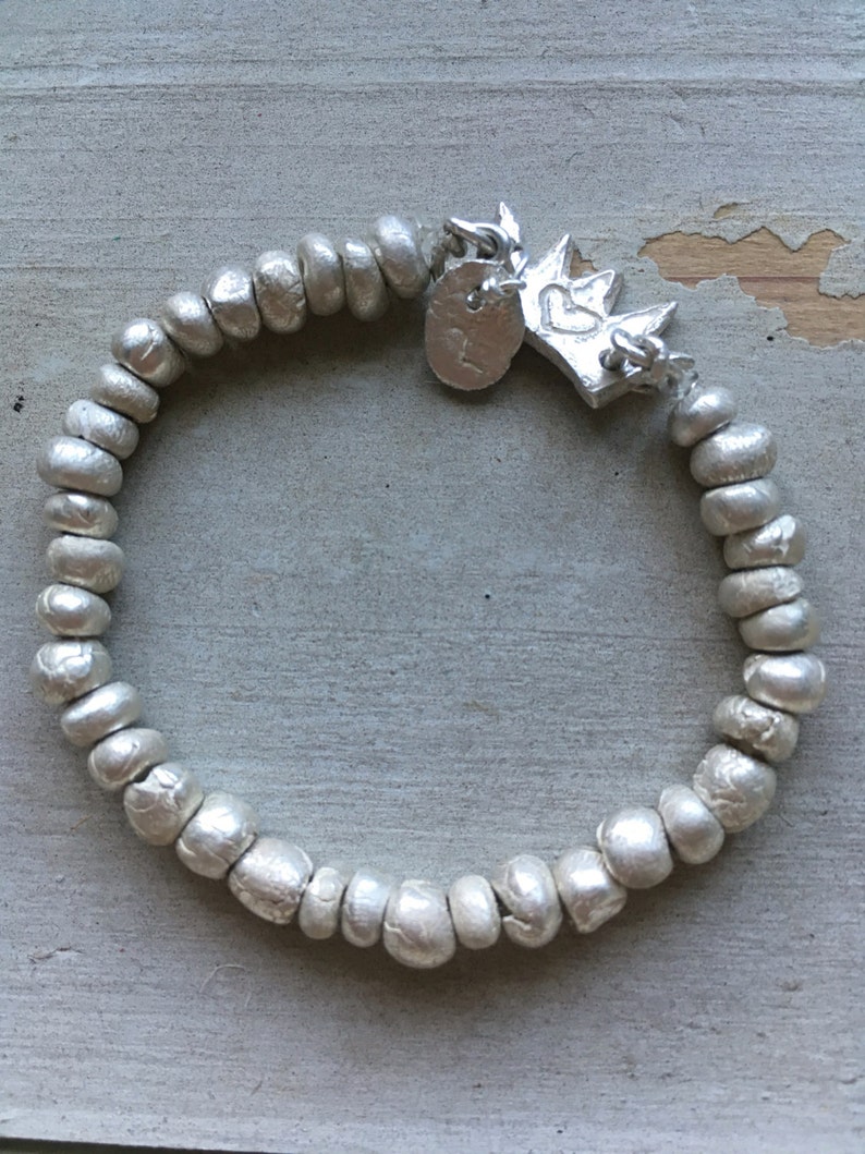 Queen Of Hearts Bespoke Personalised Keepsake Fine Silver Beaded Charm Bracelet Wedding/ Bride/ Bridesmaids/ Gifts For Her/ Jewellery/ image 3