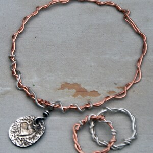 Rose Gold & Silver Bespoke Personalised Silver Charm Bangle and Ring Set  Wedding/ Festival/ Boho/ Gift For Her/ Jewellery / Accessories