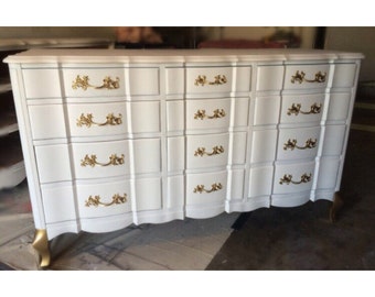 White And Gold French Provincial Dresser Nightstands Etsy