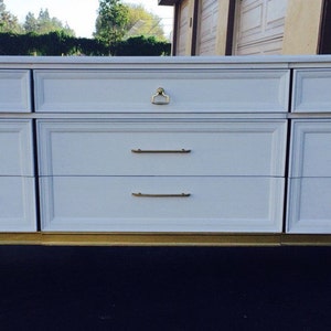 Custom Colors AVAILABLE Mid Century Modern Gold and White vintage Dresser, image 3