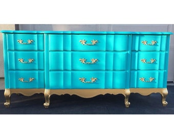 SAMPLE Do Not Purchase - Aqua French Provincial Dresser, Antique Furniture, Nursery Changing Table