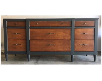 Custom Colors AVAILABLE - Dark Grey Mid Century Modern Dresser, buffet, credenza, Tv Stand