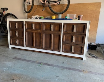 SAMPLE Do Not Purchase - white and wood Mid Century Modern Credenza/Dresser