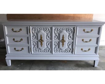 Custom Colors AVAILABLE - Grey and Gold Dresser, Bedroom Set