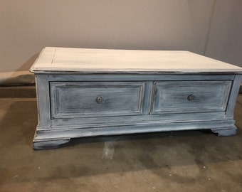 Custom Colors AVAILABLE -  Large Shabby Chic White Distressed Coffee Table