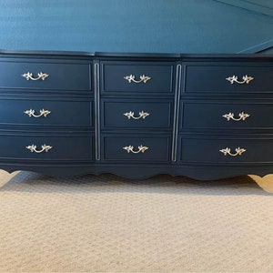 Navy Blue French Provincial Dresser, Changing Table, Tv Stand, Buffet, Credenza