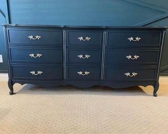 Navy Blue French Provincial Dresser, Changing Table, Tv Stand, Buffet, Credenza