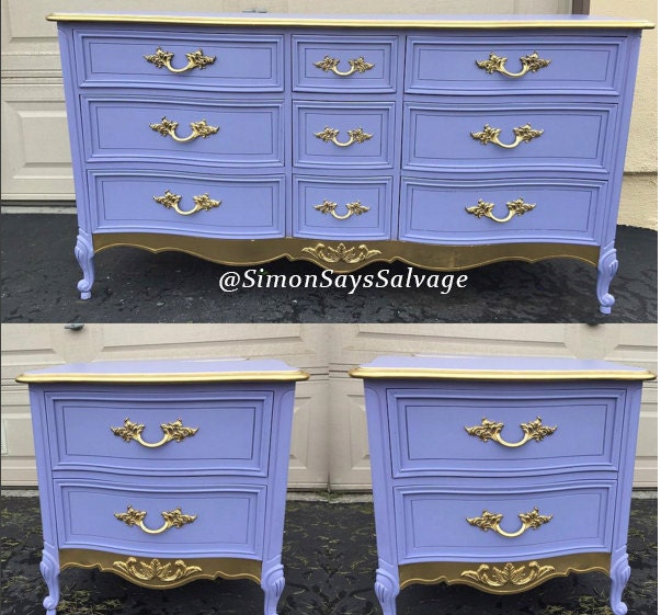 Purple, Gold Dipped French Provincial Bedroom Dresser Including Nightstands  Bedroom Set - Custom Colors AVAILABLE - - Etsy