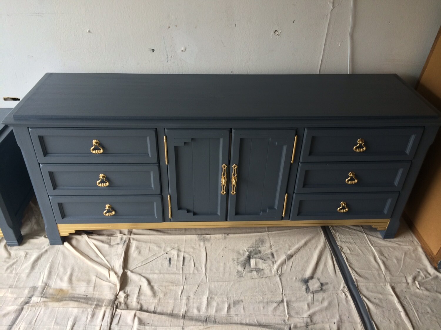 Blue and gold sale credenza