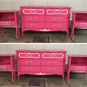 Custom Colors AVAILABLE - Pink and White French Provincial Girls bedroom set
