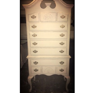 Custom Colors AVAILABLE - French Distressed High Boy Dresser, Shabby Chic Style Dresser