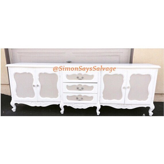 White Taupe French Provincial Bedroom Dresser Buffet Tv Stand Credenza