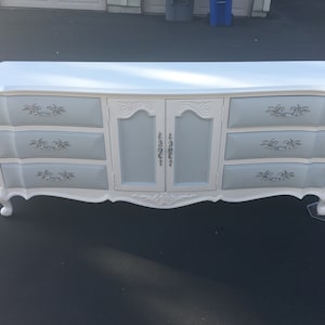 Custom Colors AVAILABLE - White and Grey French Provincial Dresser, changing table, credenza, buffet