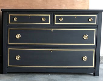 Custom Colors AVAILABLE - Black and Gold Nightstands, Small dressers, custom furniture