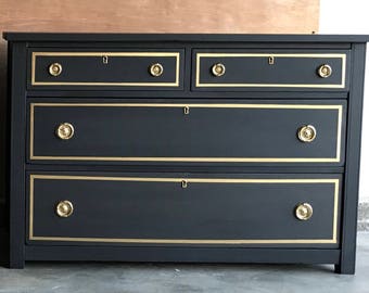 Custom Colors AVAILABLE - Black and Gold Nightstands, Small dressers, custom furniture