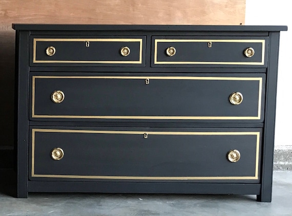 Black And Gold Nighstands Small Dressers Custom Furniture Etsy