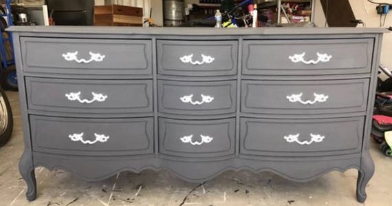 French Provincial Grey White Dresser Bedroom Furniture