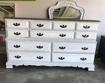 Custom Colors AVAILABLE - Shabby Chic, French Country, White and wood dresser