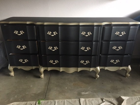 Black And Champagne Dipped French Provincial Dresser Etsy